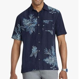 Van Heusen Air Classic Fit Performance Hawaiian shirt Size XXL Blue floral print